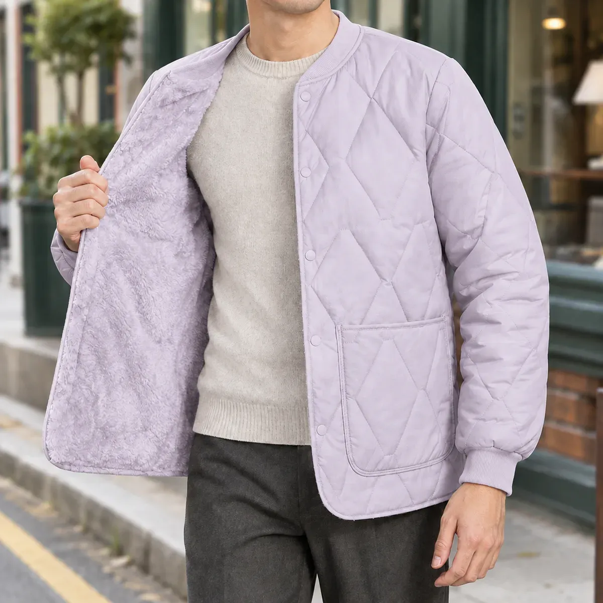 Reuben Quilted Jacket in Violet