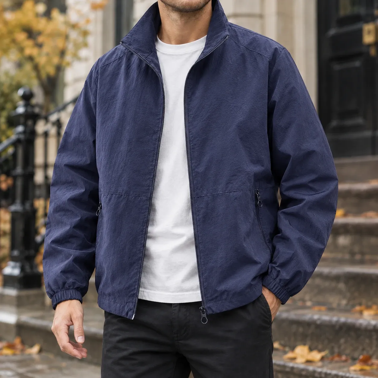 Matthias-Grant Zip Jacket in Dark Blue