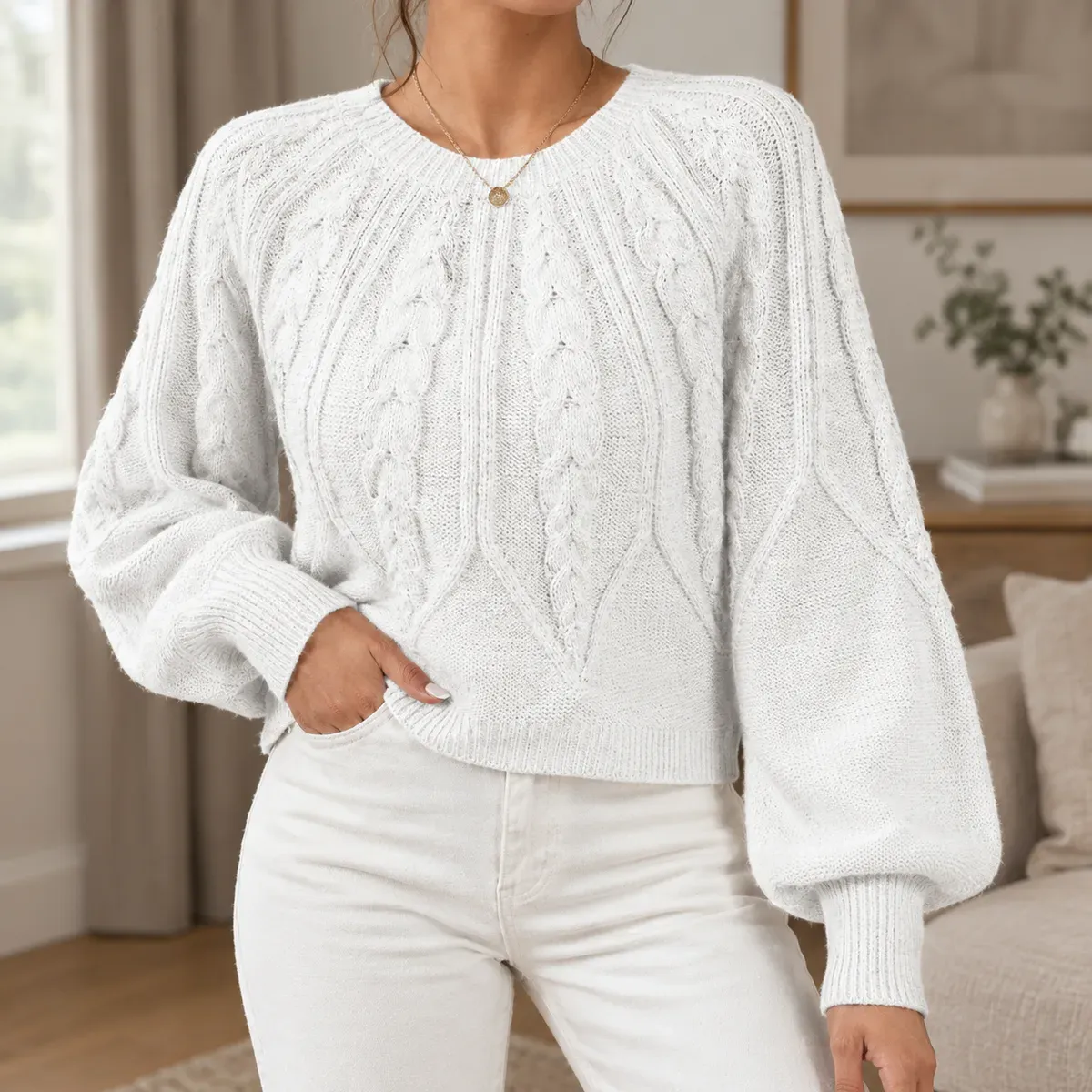 Mackenzie Cable Knit Sweater — gallery photograph 1