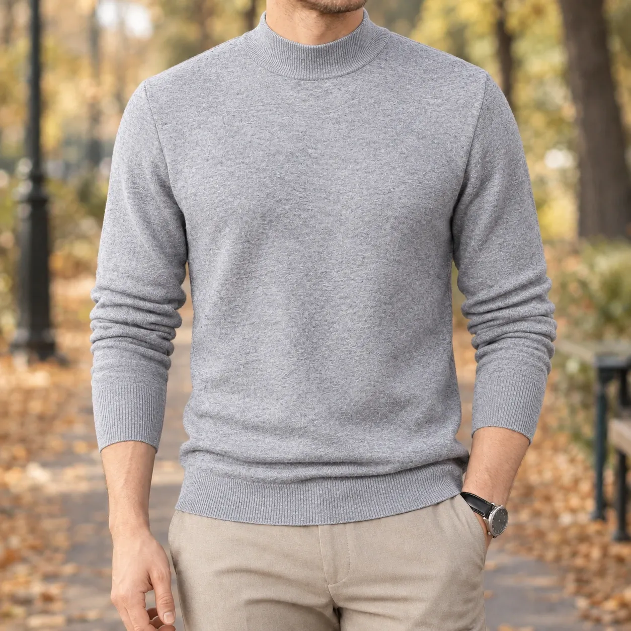 Lennox-Jude Mock Neck Sweater in Gray