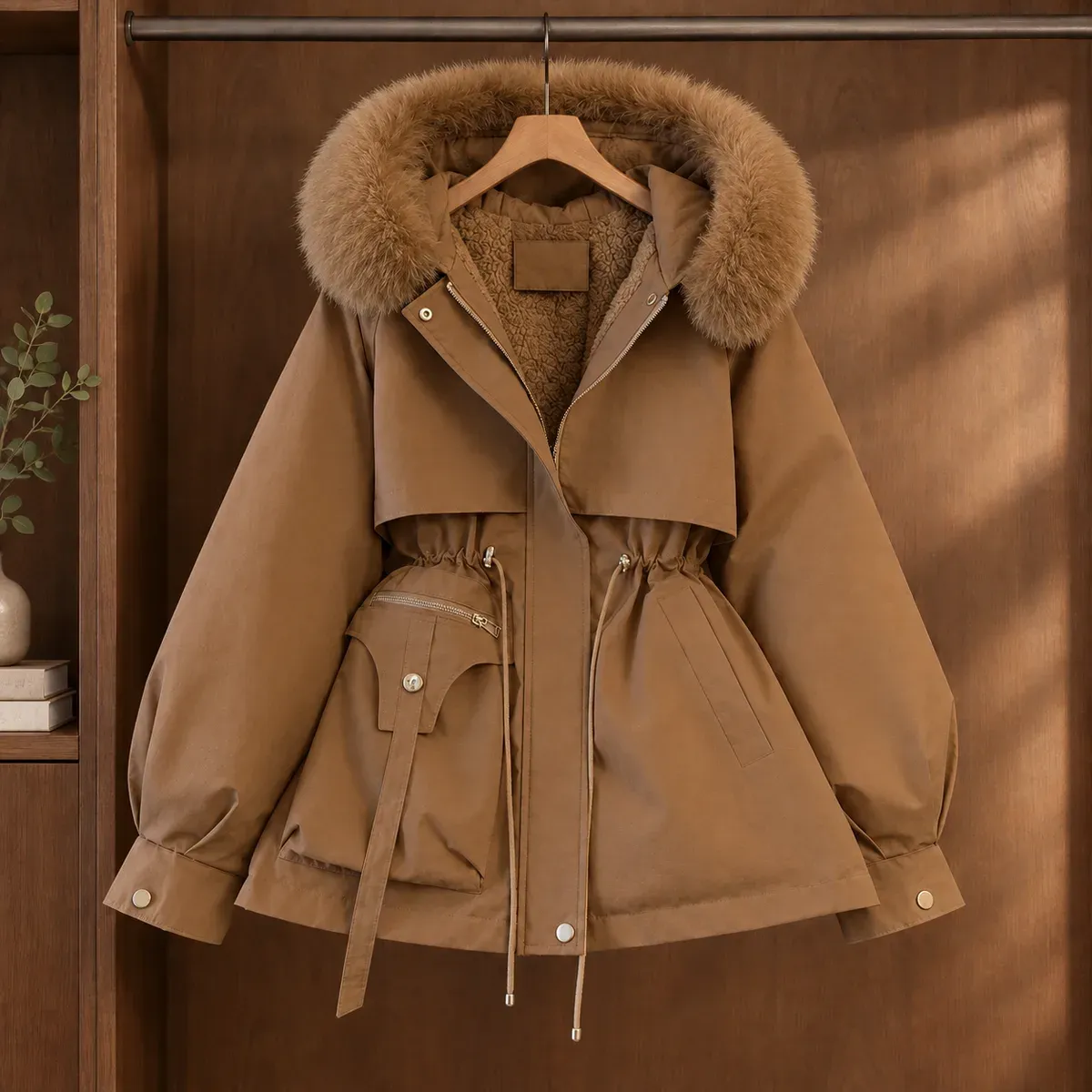 Sabina-Jade Plush Trim Parka — gallery photograph 5