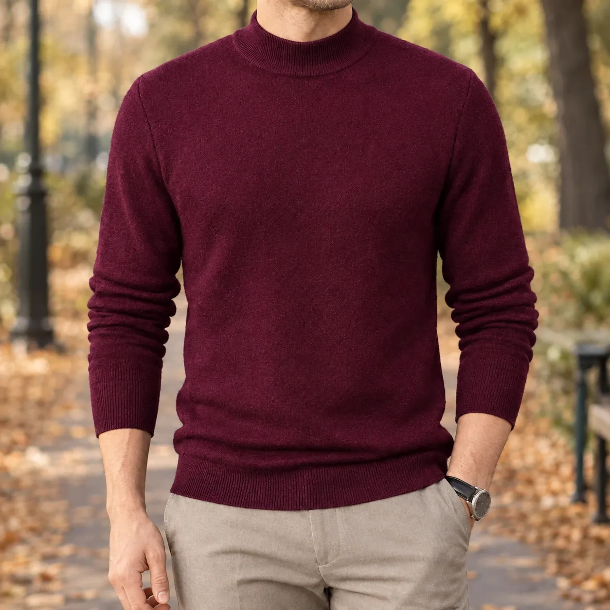 Lennox-Jude Mock Neck Sweater in Red