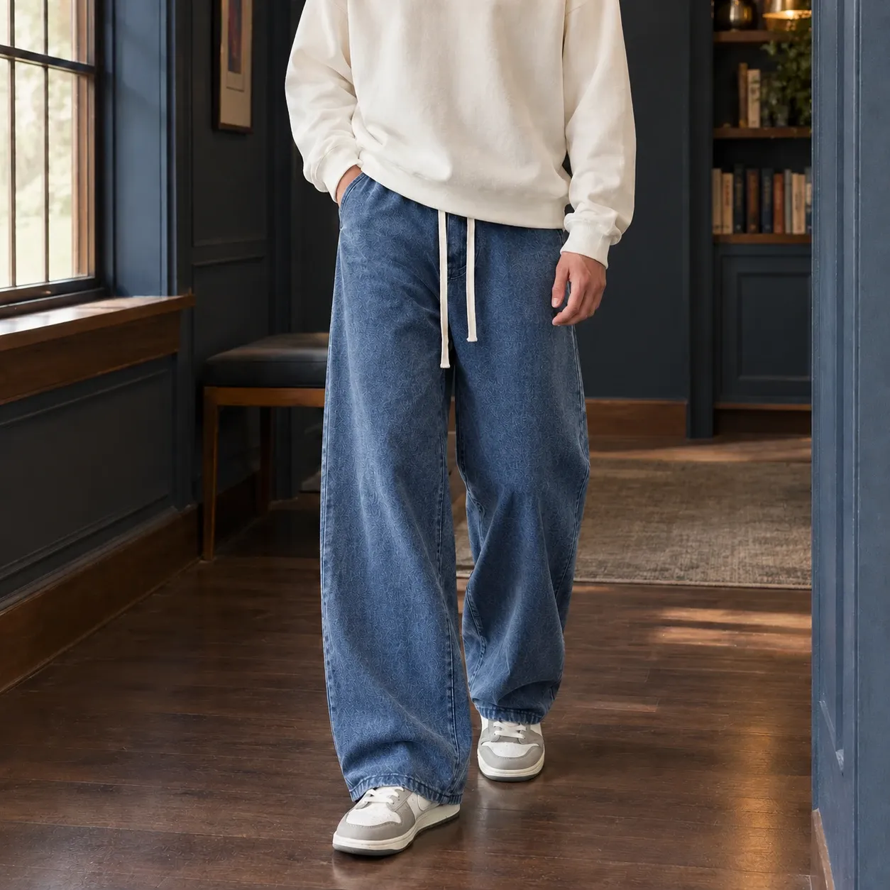 Austin Wide Leg Pants in Medium Blue