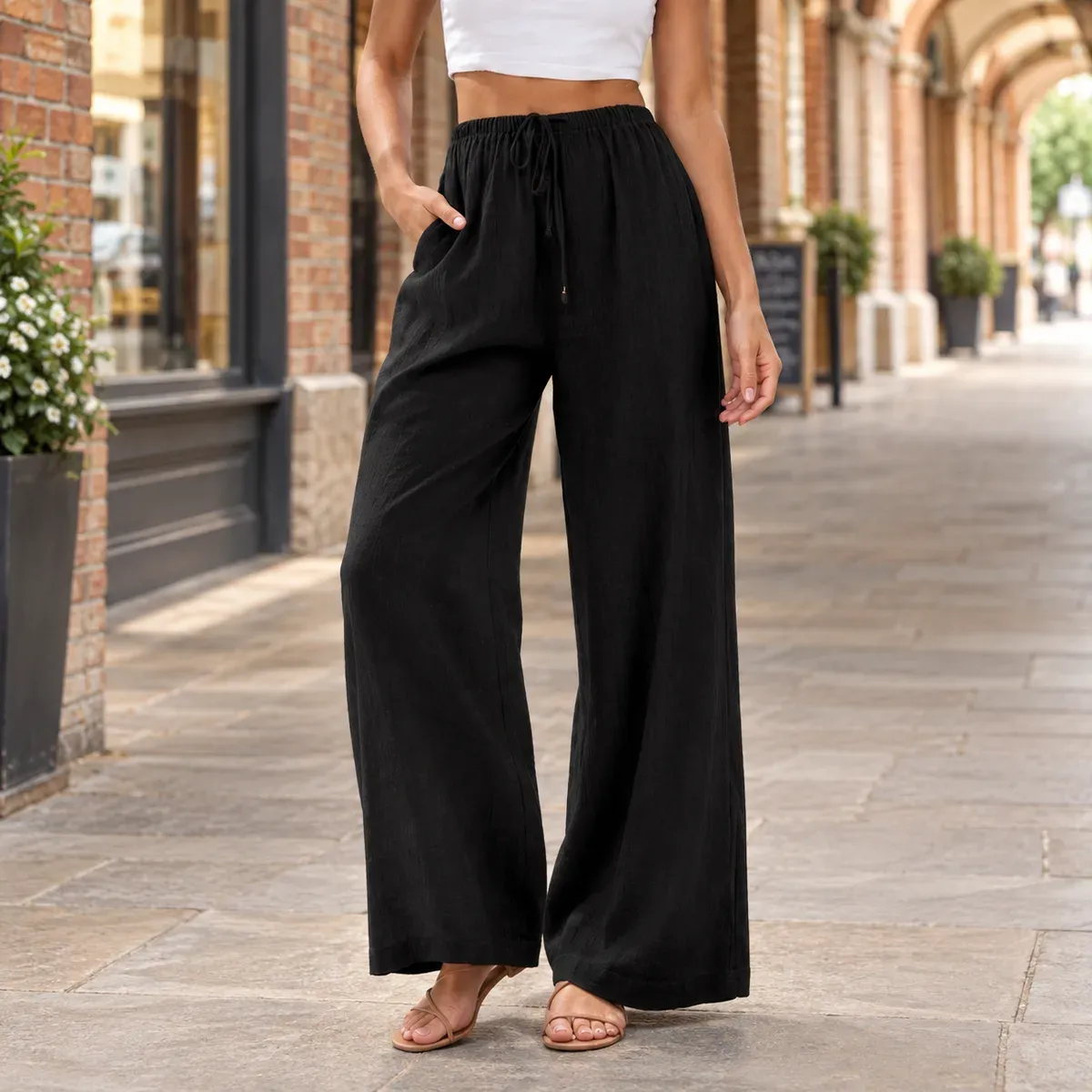 Yolande-Pearl Wide Leg Pants — gallery photograph 1