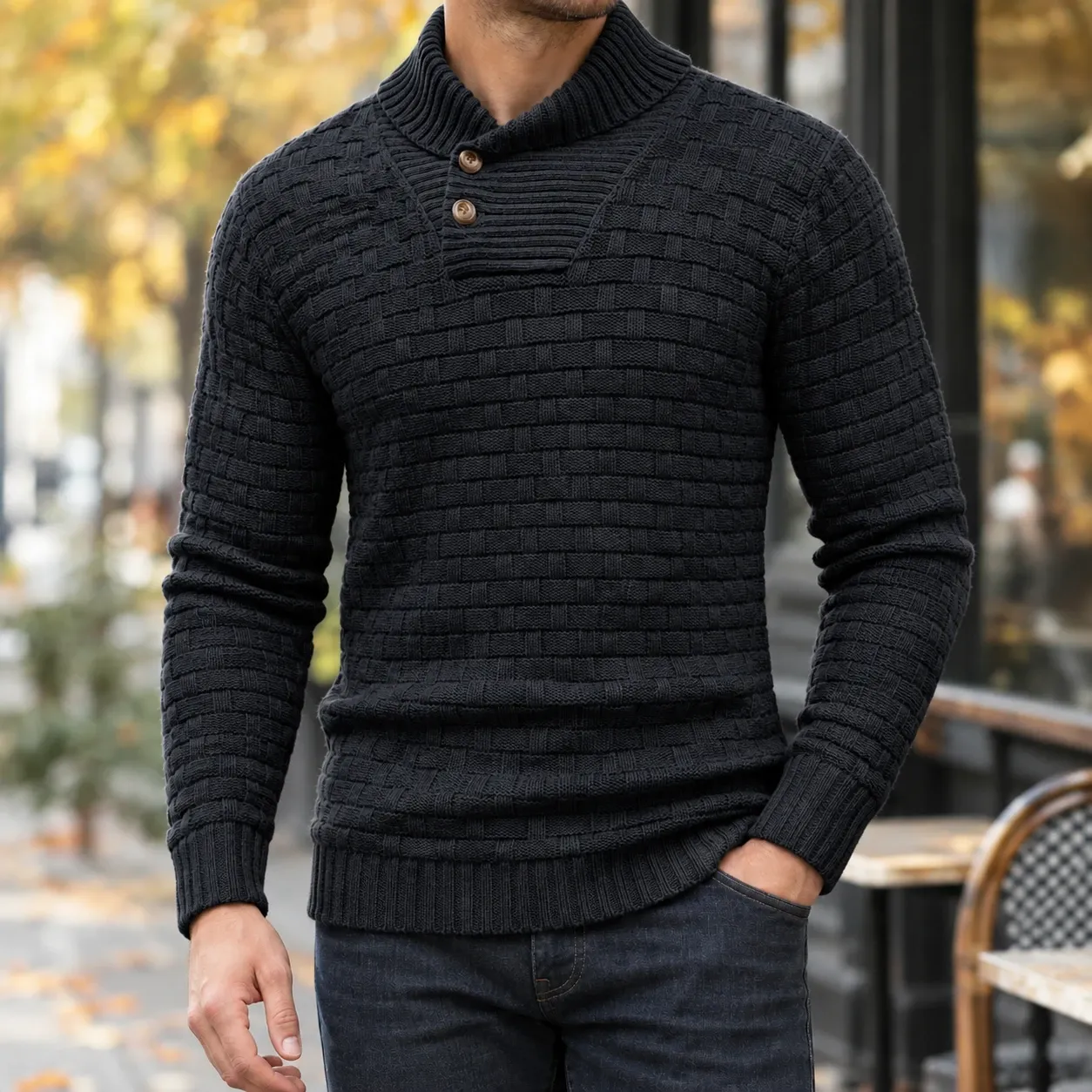Nicholas Shawl Collar Sweater in Black