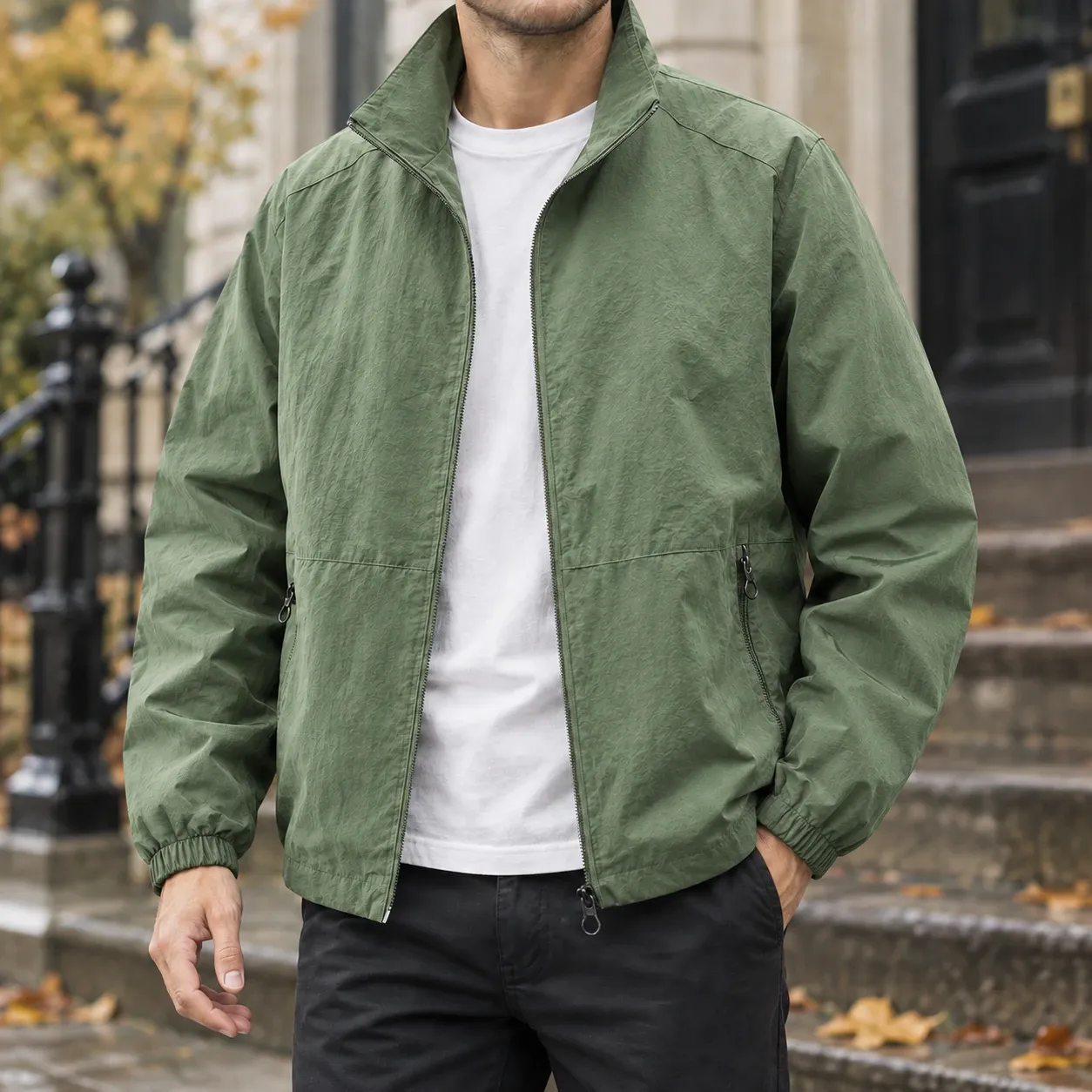 Matthias-Grant Zip Jacket in Military Green