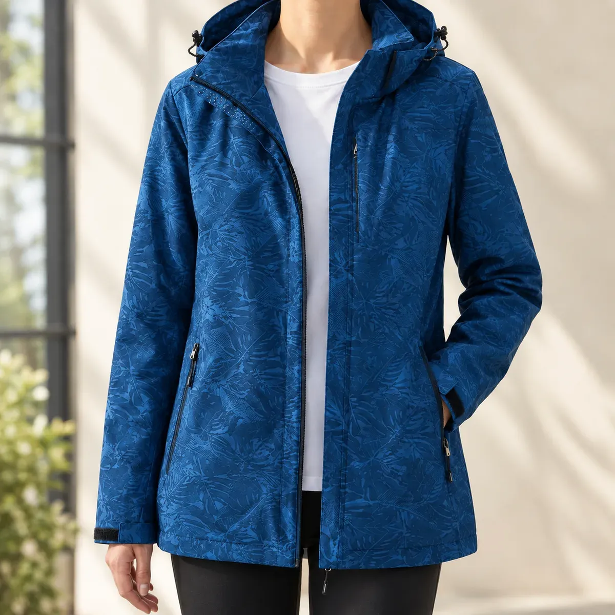 Valeria-Grace Hooded Jacket in Navy Blue