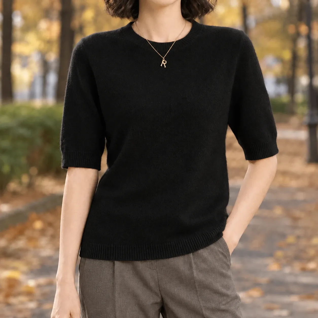 Adrienne Crew Neck Sweater in Black