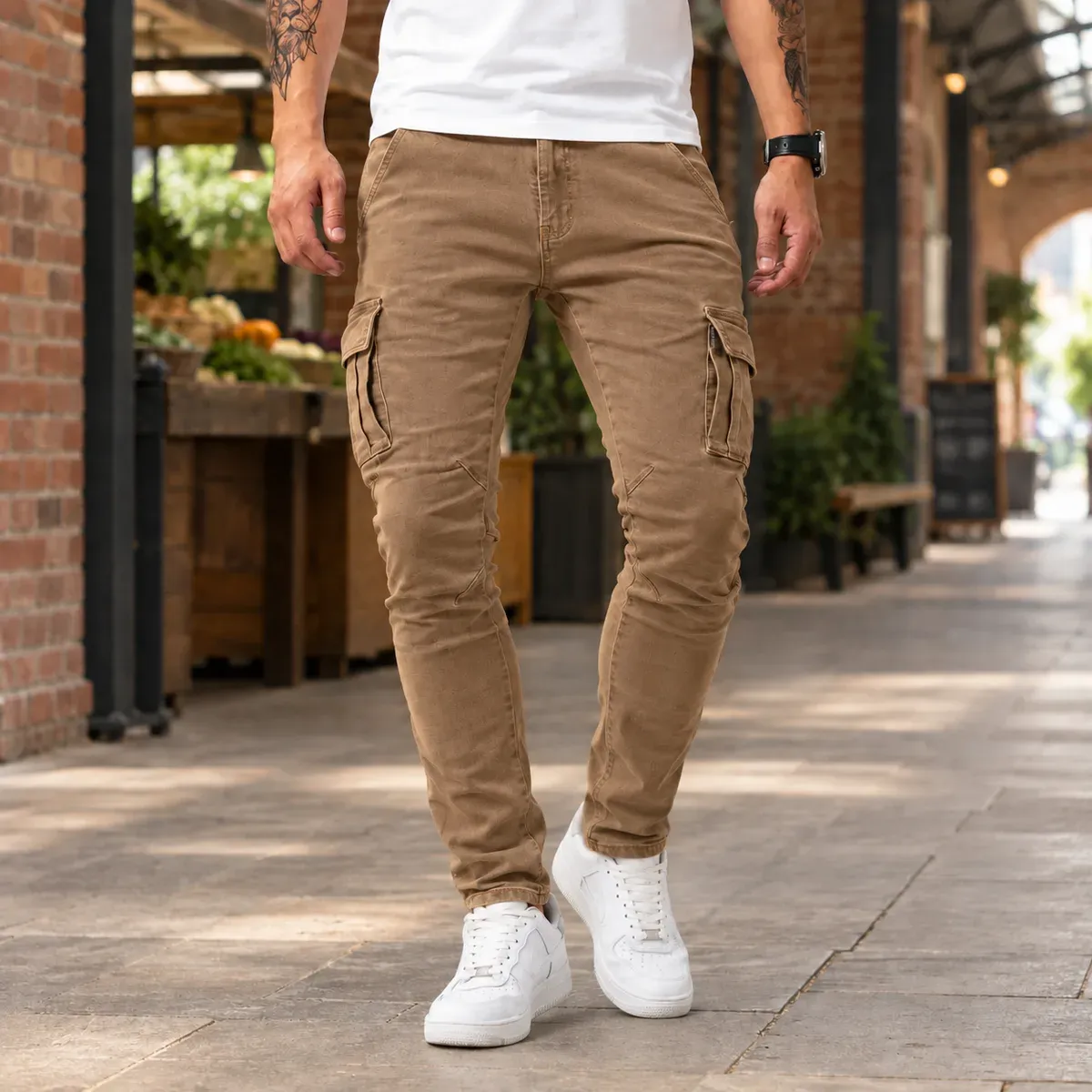 Max Tapered Cargo Pants in Khaki