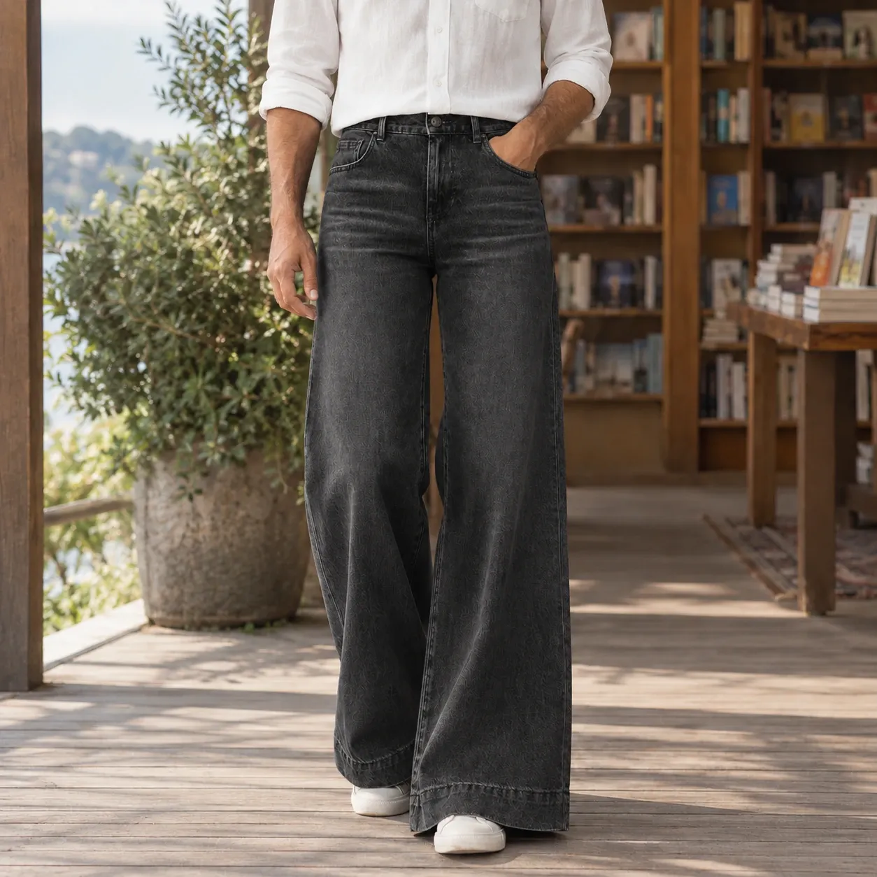 Alphonse Wide Leg Jeans in Black