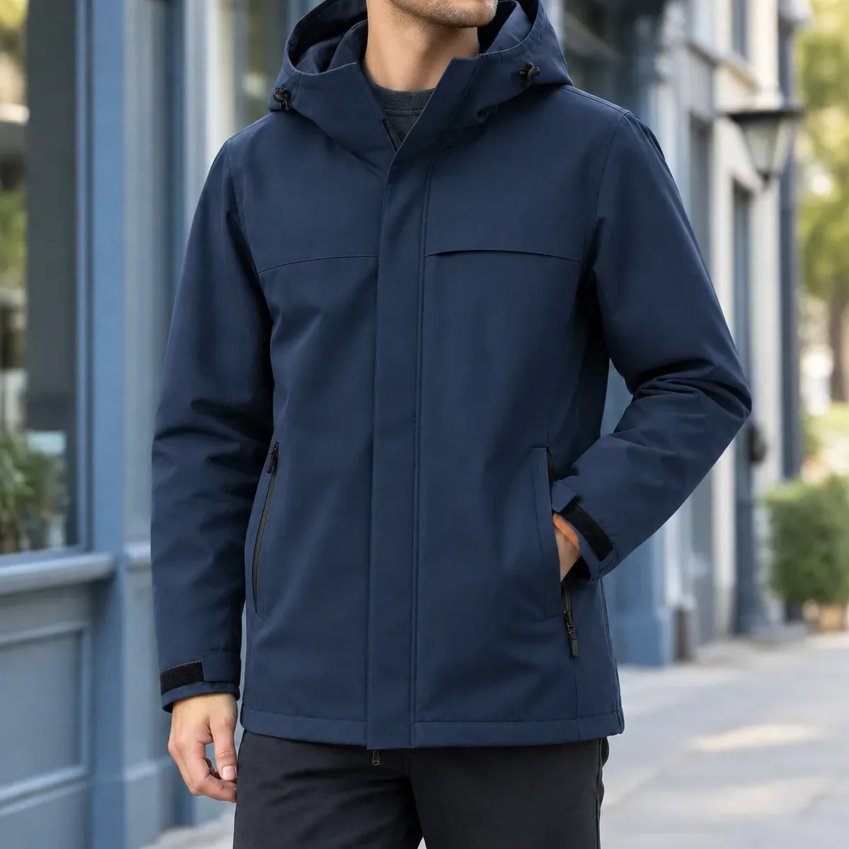 Casimir Hooded Jacket in Navy Blue
