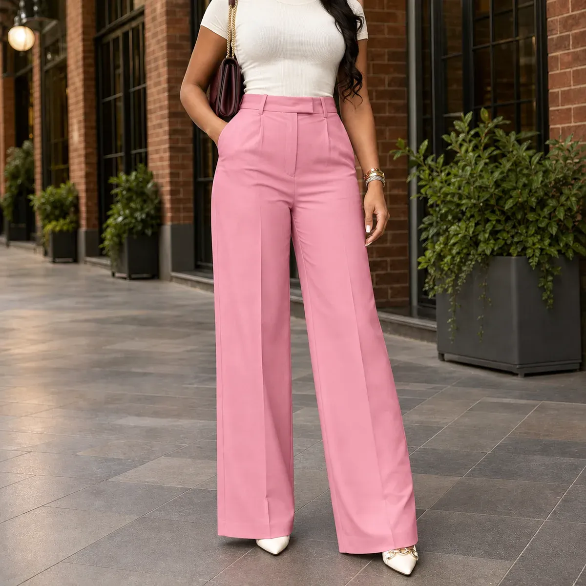 Annabelle Wide-Leg Pants in Pink